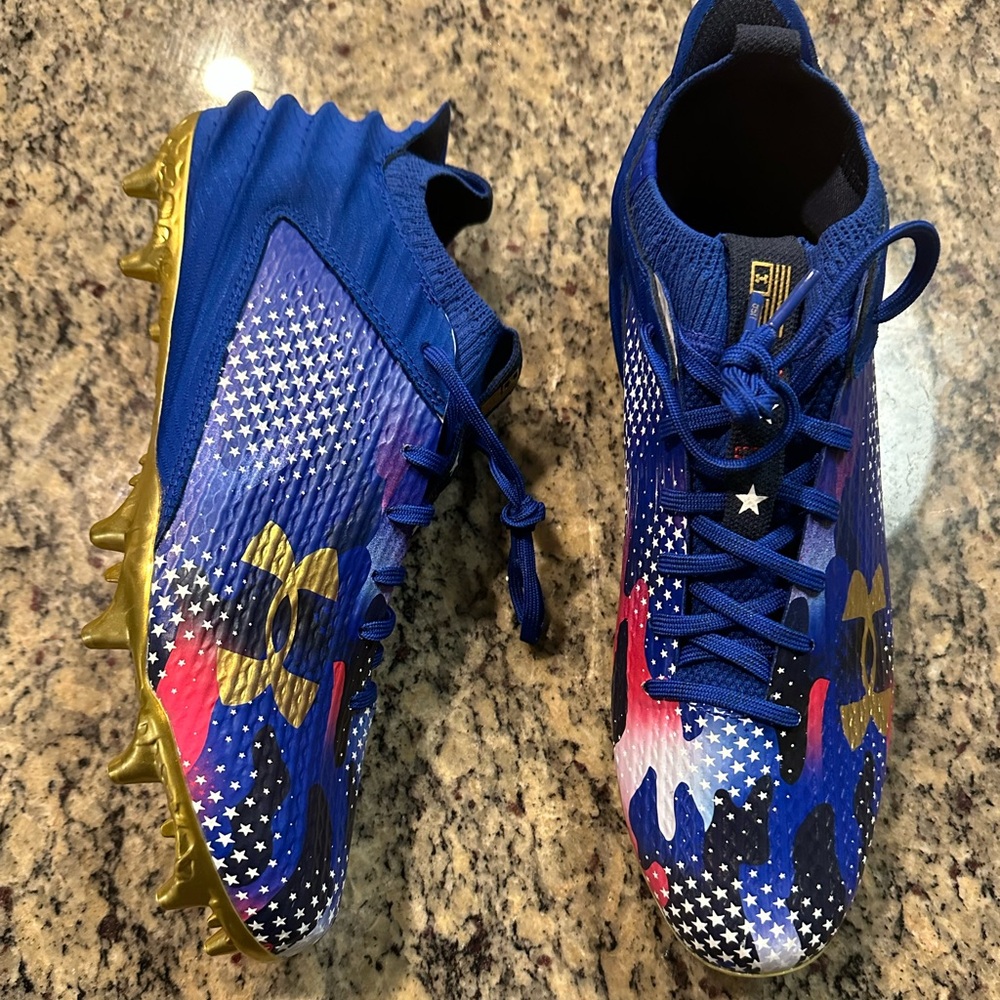 Under Armour Blur 2 MC Men's Size 13 Football Cleat USA Blue Gold 3027307-400